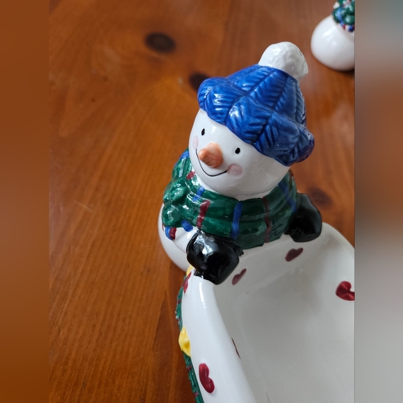 NWOT Christmas Snowman Santa Bowl Cracker Set - Picture 15 of 16